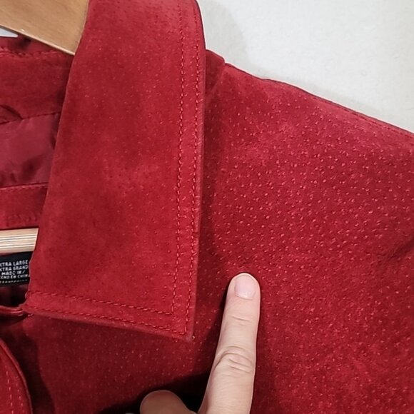Vintage Jaclyn Smith Suede Leather Coat Jacket Women’s Size XL Red Button Up Y2K - Picture 7 of 15